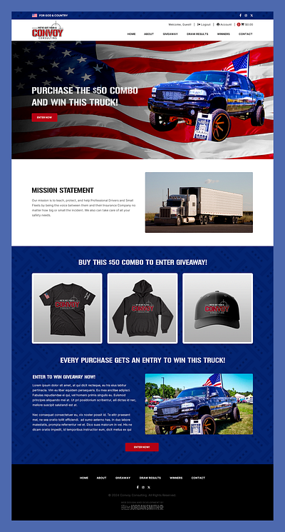 Convoy Consulting // Web Design e commerce ecommerce giveaway raffle retail truck web design