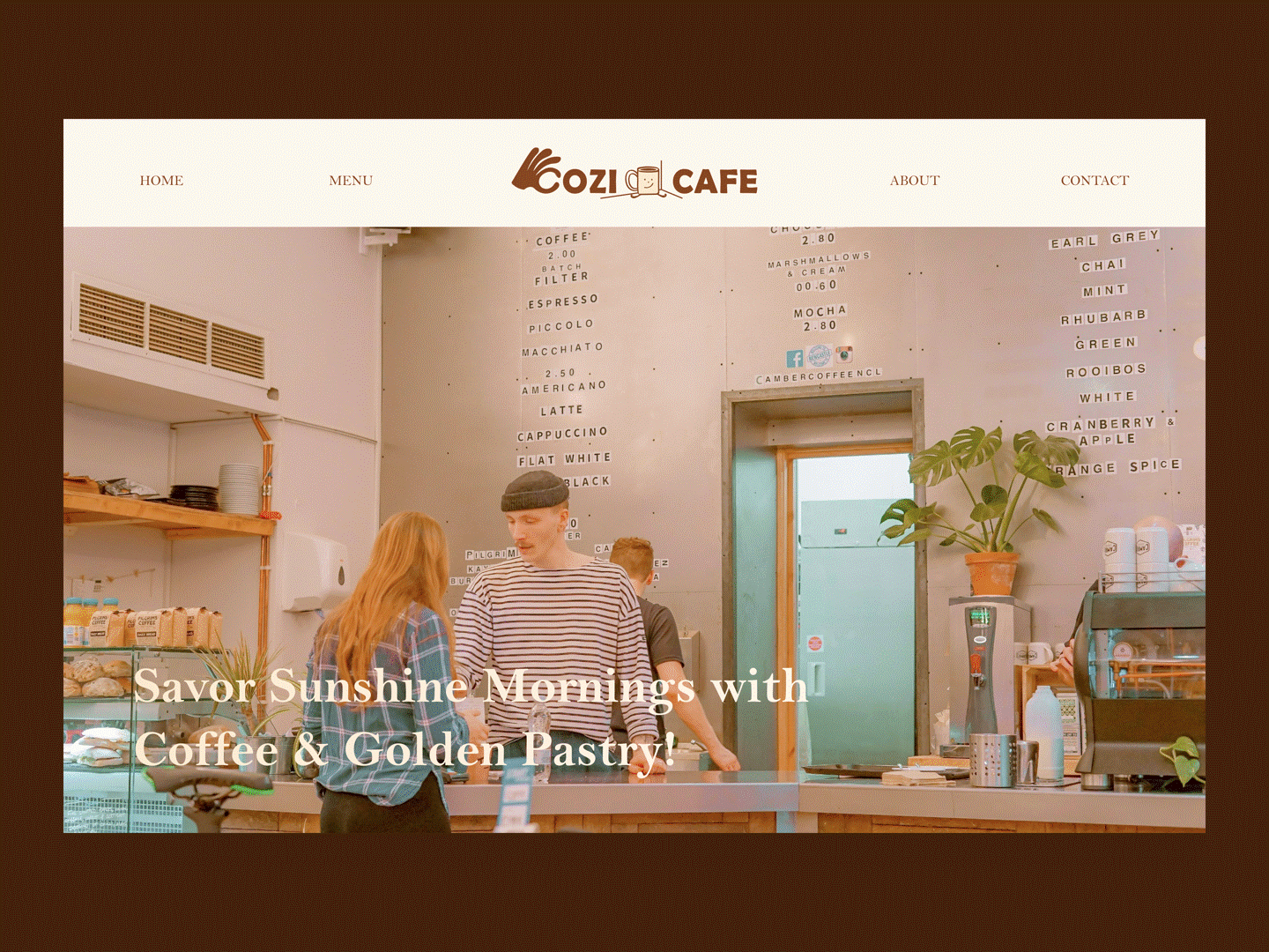 Cozy Cafe Website Design - Responsive Landing Page branding cafe cafe website cozy design figma freelancer logo mobile web responsive ui ux web design