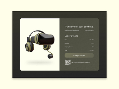 Purchase Receipt arheadset creativechallenge creativedesign creatives dailyui design designinspiration dribbbleshot graphicdesign minimalist receipt layouts purchase receipt design receipt layout ui ui design uichallenge uiux userinterface uxdesign vrheadset webdesign