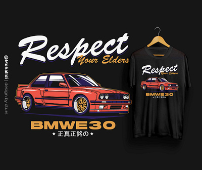 Orange E30 car poster car tshirt