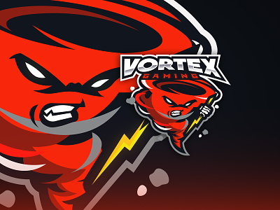 VORTEX GAMING - MASCOT LOGO graphic design logo mascot logo red tornado logo vortex logo yellow