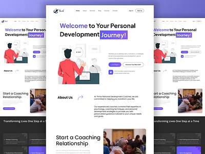 Thrive - Personal Development Coaches landing page agency agency website branding business creativedesign design digital marketing free coaching website header homepage illustration landing page life coach website template logo personal branding studio ui ui ux website
