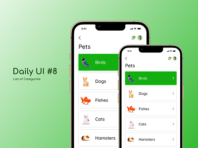 List of Categories categories daily dailyui dailyuichallenge design list ui