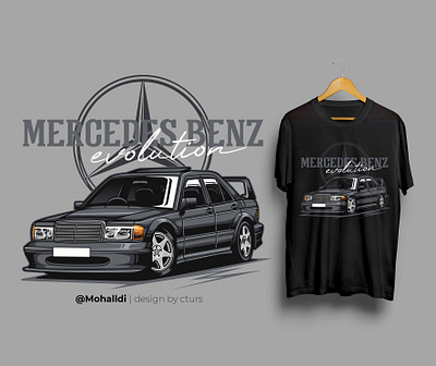 Mercedes 190e car poster car tshirt