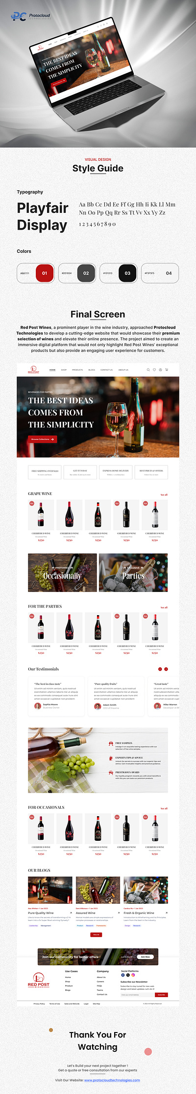 Red Post Wines Home Page: Designed by Protocloud Technologies branding company designing graphic design logo project ui uiux