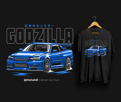 Nismo Skyline R34 Godzilla car tshirt