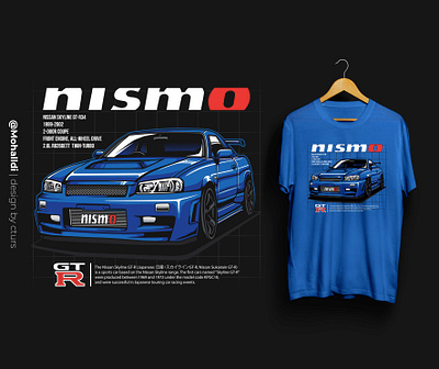 Nismo Blue Skyline R34 car tshirt