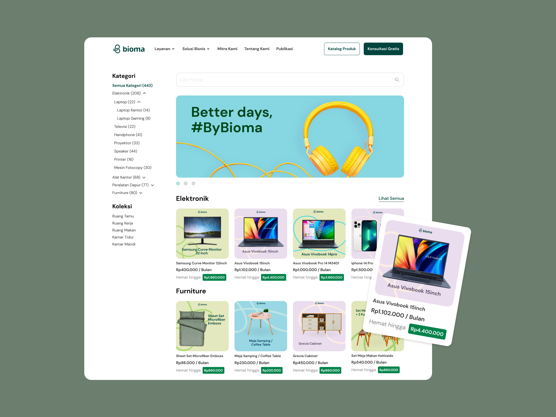 Catalogue Website for Bioma catalogue checkout page e commerce mobile app product product catalogue product categories product description product detail product information renting platform ui uiux uiux inspiration user experience user interface ux website design