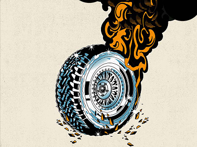 Fire! cartoon character design fire graphic design illustration metallic old texture vector vintage wheel