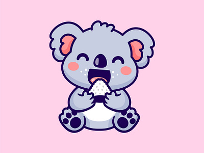 Koala 🐨 animal cartoon character cute eat emoji funny happy illustration koala riceball vector weed