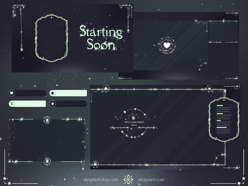 Shimmer Starlight Animated Stream Pack | Chatting Vtuber Overlay design graphic design stream stream design stream pack twitch vtuber