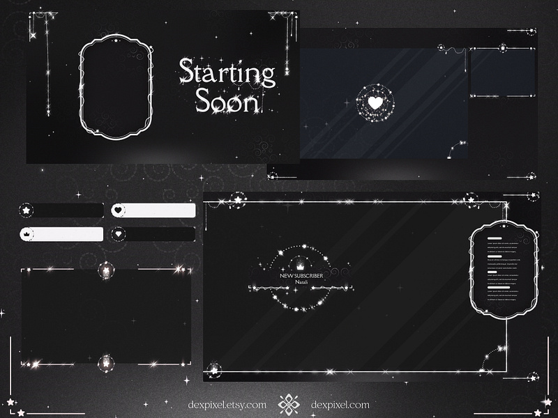 Glow Shimmer Starlight Animated Stream Pack | Chatting Animated design graphic design stream stream design stream pack twitch vtuber