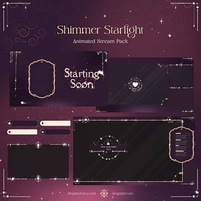 Glow Shimmer Starlight Animated Stream Pack | Chatting Animated design graphic design illustration stream stream design stream pack twitch vtuber
