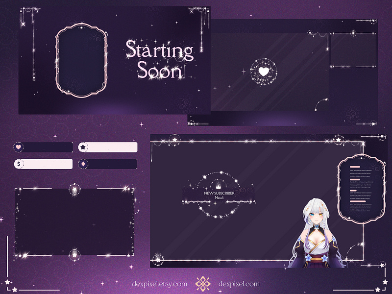 Glow Shimmer Starlight Animated Stream Pack | Chatting Animated design graphic design stream stream design stream pack twitch vtuber