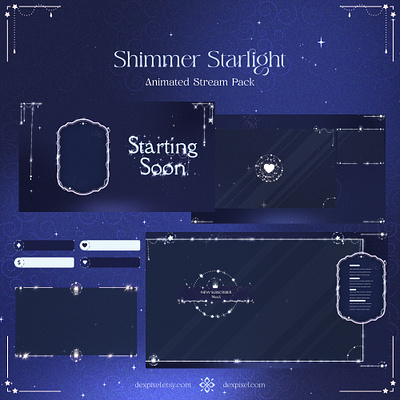 Glow Shimmer Starlight Animated Stream Pack | Chatting Animated design graphic design stream stream design stream pack twitch vtuber