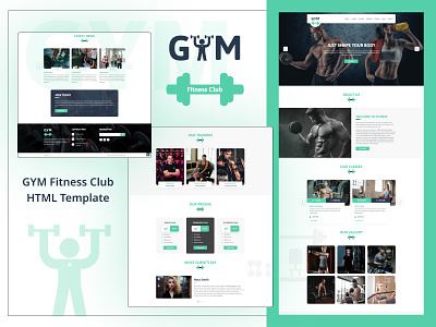GYM Fitness Club: Health & Fitness Website HTML Templates animation branding graphic design gym gym website gym website templates html templates logo online gym website single page website ui