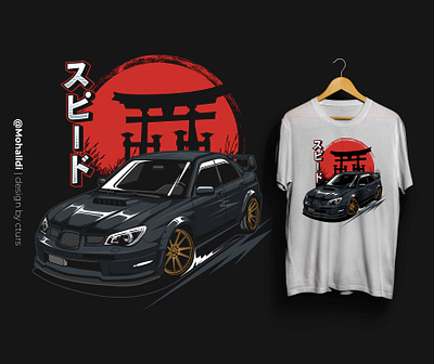 Black Subaru STI car tshirt