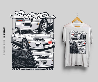 White Supra Comic Style car tshirt