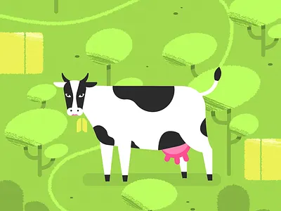 Dreamy cow 2d animation 2d cartoon animal cartoon design character animation character design cow farm horse illustration motion design motion graphics unicorn vector illustration woods