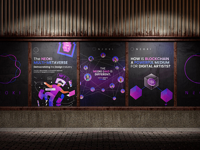 Posters design for Neoki web3 crypto multi metaverse.... blockchain brand design branding colourful community crypto dao dark design futuristic graphic design metaverse post post design poster poster design social media technology token web3