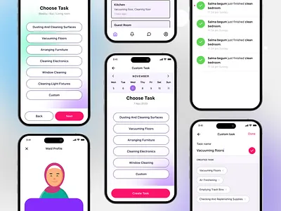 Housewives Task Management clean app cleaner app creative hotel cleaner app housekeeping housekeeping app housewives housewives app maid app task management app uiux