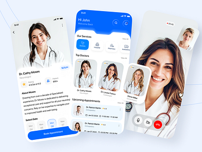 Health Care App app designer blue booking doctor doctor app doctor appointment elegant fitness freelance designer health health app healthcare healthcare app hospital ios minimal mobile app ui uiux ux