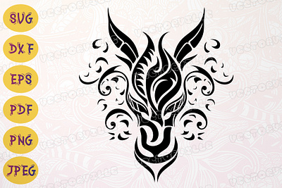 European Dragon Head Tattoo SVG Vector dragon design svg
