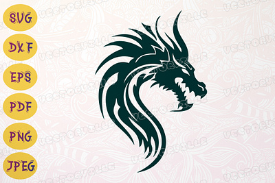 Dragon Head Tattoo SVG Sticker Face DXF chinese zodiac dxf