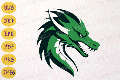 Mythical Dragon SVG Green Head Tattoo dragon decal