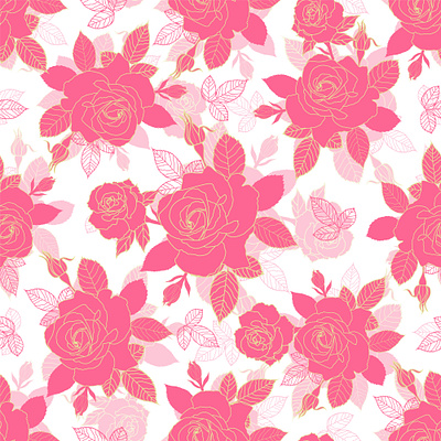 Pattern Design digital art flower pattern graphic design illustration line pattern pattern pattern design pink pink rose repeat pattern rose seamless pattern surface pattern vector watercolor