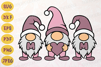 Happy Mother's Day Gnome Trio SVG Love mothers day svg