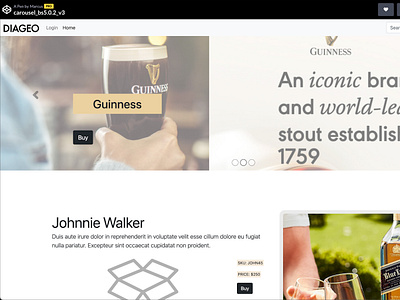 Diageo (Bootstrap based single page sales site + merchant login) branding clean design graphic design icon mobile typography ui ux visual design web website website design