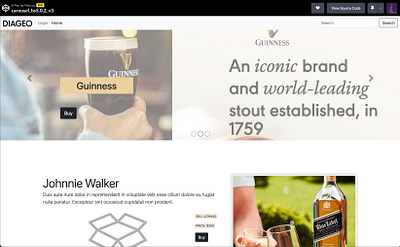 Diageo (Bootstrap based single page sales site + merchant login) branding clean design graphic design icon mobile typography ui ux visual design web website website design