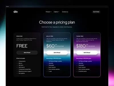 ✦ TheSprkl UI Kit for Figma / Pricing plans branding design design system figma2webflow gradient pricing plans pricing table saas table thesprkl ui ux