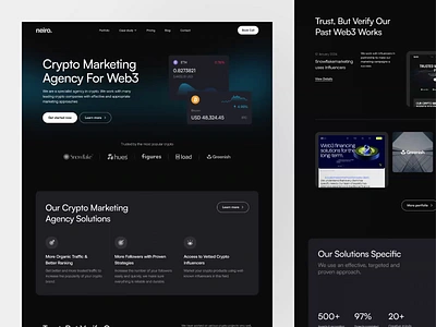 Neiro - Crypto Marketing Agency Landing Page agency animation b2b company crypto dipa inhouse framer landing page marketing modern popular saas startup ui ux web design web3 website