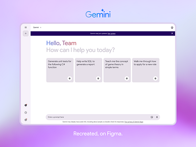 Google Gemini (previously Bard) Figma Recreation ai artificial intelligence free gemini material design prototype template ui ux
