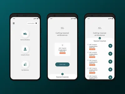 Medical emergency app ambulance app app ui hospital app ios app medical emergency app minimal ui design mobile app mobile ui modern ui ui ui design ui designer user interface design userinterface visual design