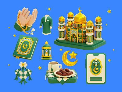 Ramadan 3D Design Assets 3d 3d illustration 3d render design design asset festive free asset graphic design iconscout illustration islam prayer ramadan