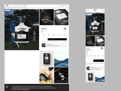 Creed Fragrances | PDP Concept | Rt 01 creed fragrance brand pdp product page shopify web design website website design