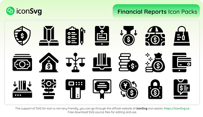 Financial Report Icon Packs design figma icon packs icon svg icons iconsvg svg svg vector ui
