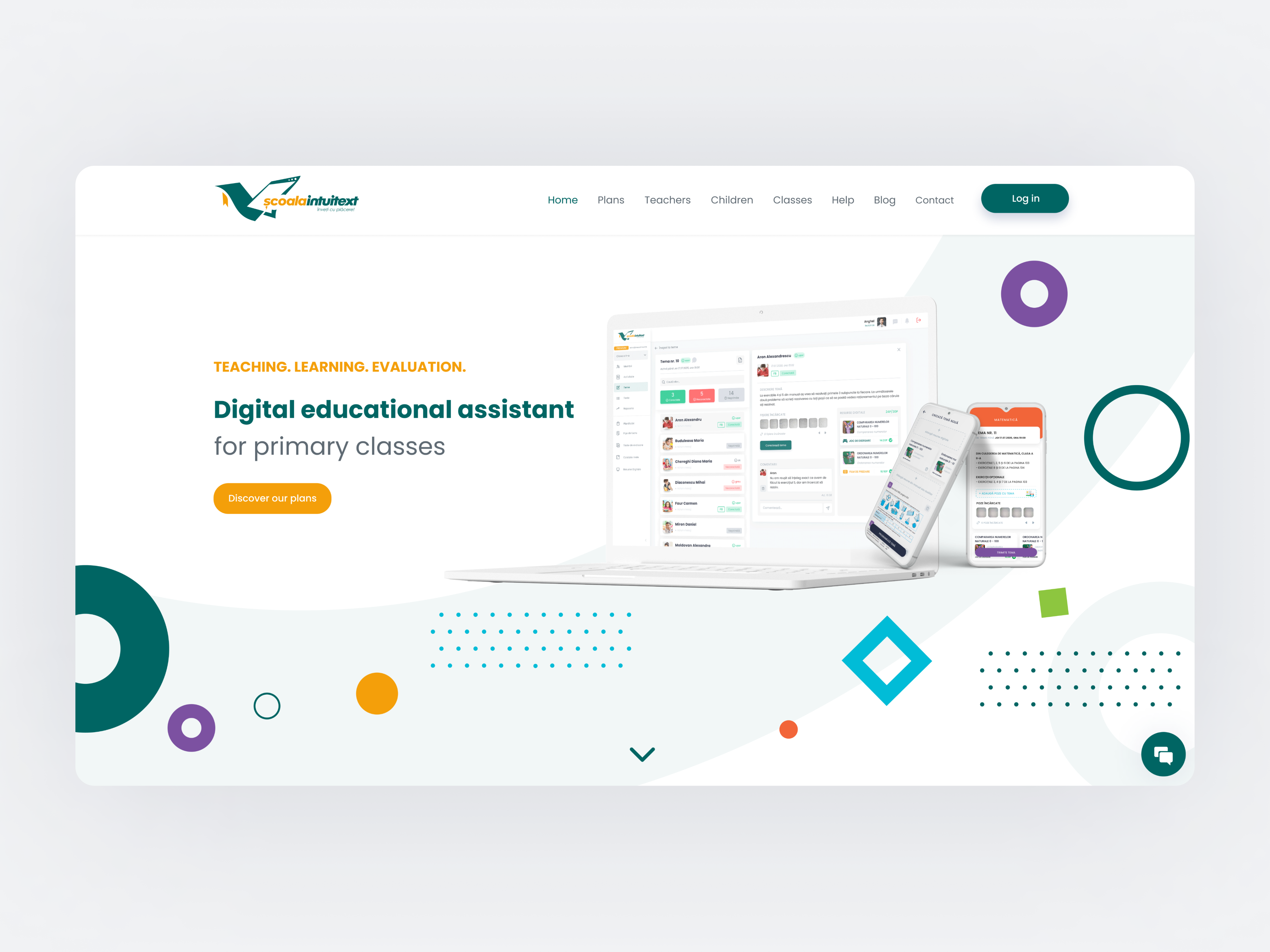 ScoalaIntuitext • Presentation Website for class management tool