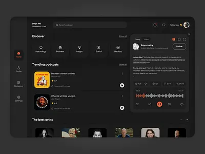Podcast Platform dashboard digitalaudio inspiringcontent minimal onlinelistening platform podcastcommunity podcastlife product