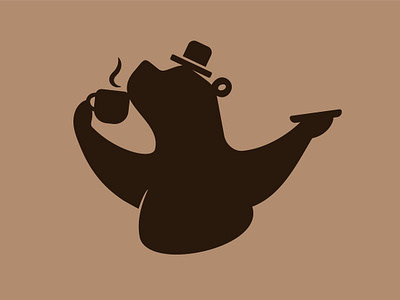 Posh Bear Logo for Sale amusing bear logo brown bear coffee cup comic comical cute elegant entertaining fashionable fun funny gesture grizzly humorous posh silhouette smart stylish