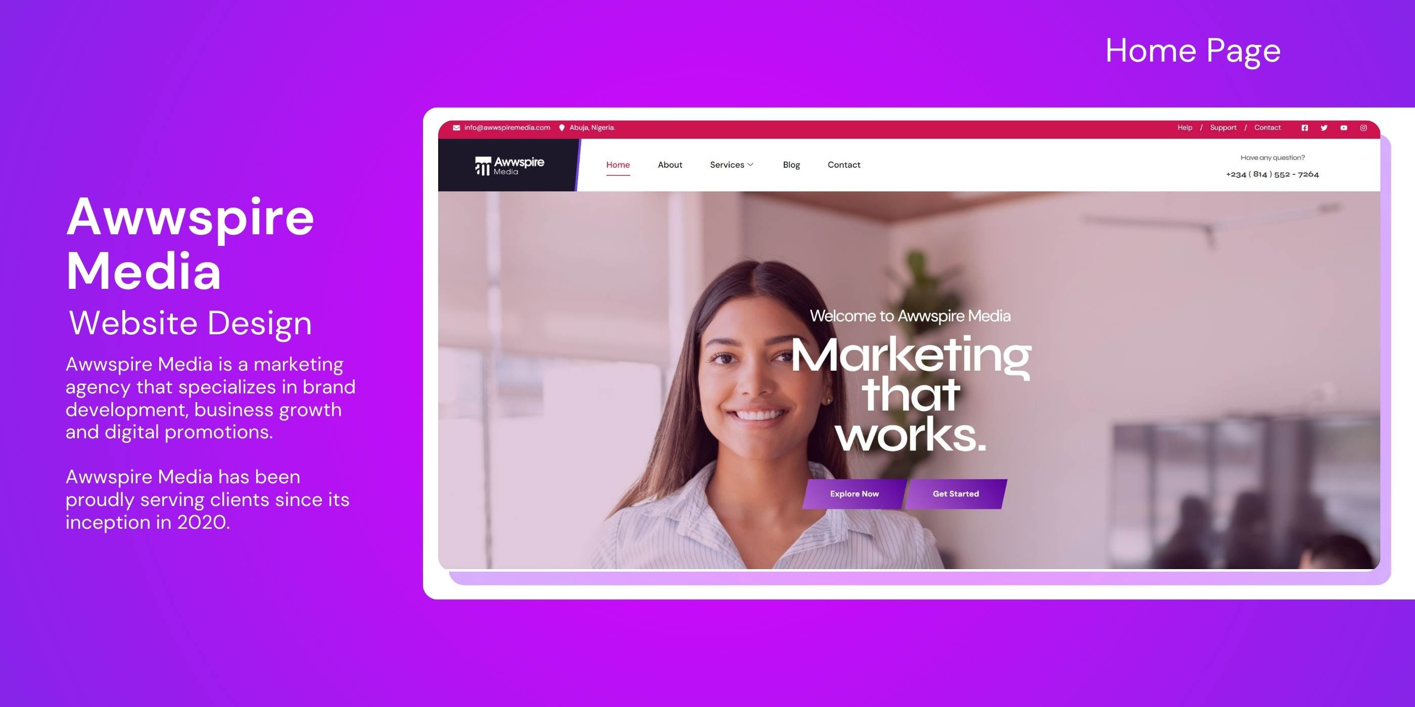 Web Design for Marketing Agency brand identity branding design graphic design homepage landing landing page landingpage logo motion graphics ui uidesign uiux user experience user interface ux web web design webdesign website