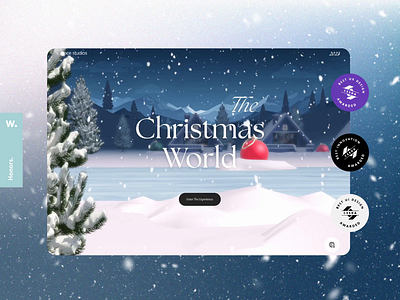 The Christmas World 3d 3d website animation award winning awwwards christmas experience design hover effect immersive parallax snow spline ui ux web experience webflow winter