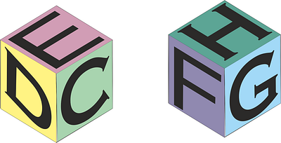Cubo de letras para crianças no Corel Draw 3d graphic design