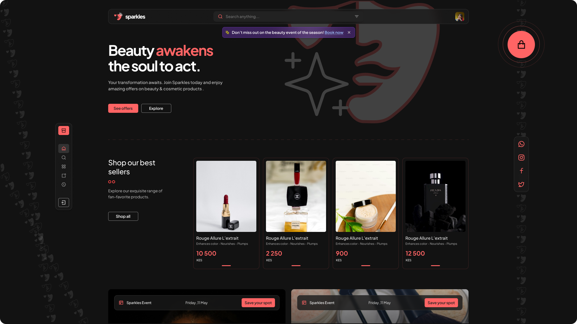 Sparkles - A Cosmetics Ecommerce beauty branding design ecommerce ui ux web website