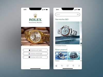 Rolex app - booking watch app book luxury mobile app reservation rolex time ui ux design watch