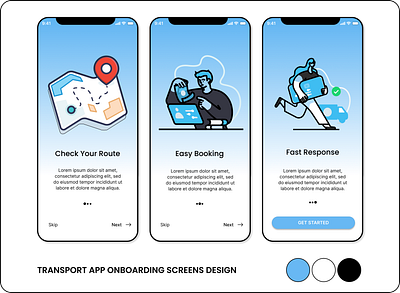 Transport App Onboarding Screens UI Design app clean ui simple ui design transport app design ui design ui inspiration ui ux ux