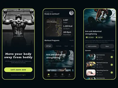 Fitness App app design exersice exersiceapp fitness fitnessapp gym sport ui